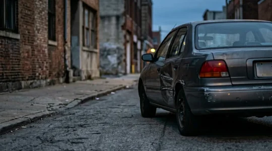 Photographie professionnelle évoquant une scène de sinistre automobile sans confrontation directe avec un tiers identifié