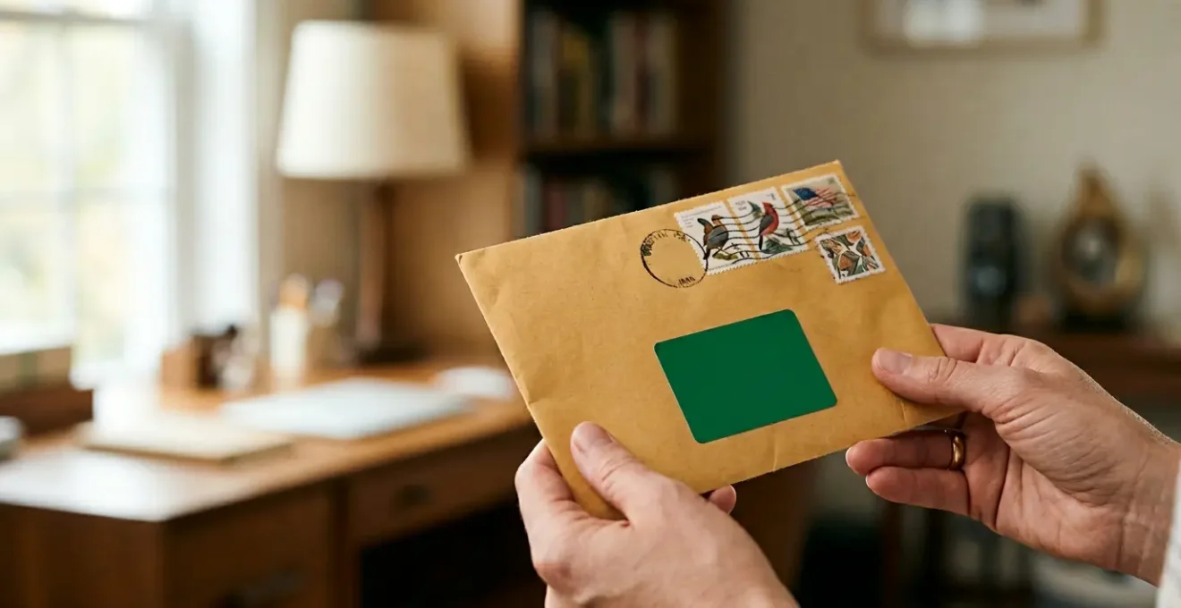 Main tenant une enveloppe de courrier recommandé pour résiliation d'assurance automobile