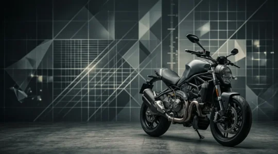 Moto sportive grosse cylindree dans un environnement dynamique illustrant les criteres de risque assurance
