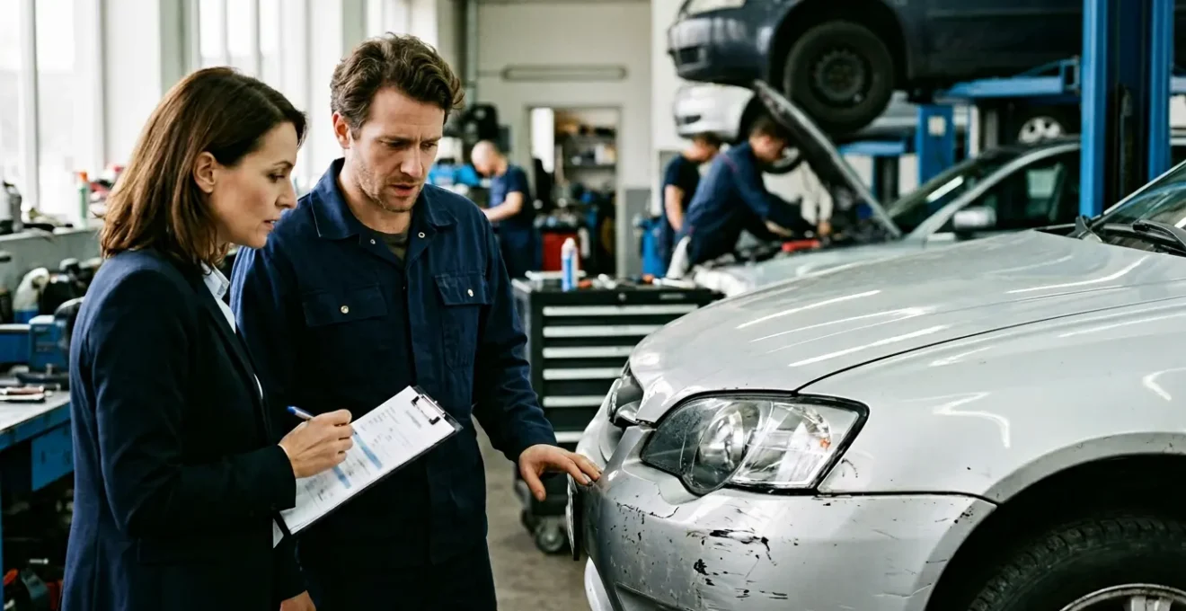 Négociation entre assuré et expert automobile sur un véhicule de six ans nécessitant des réparations