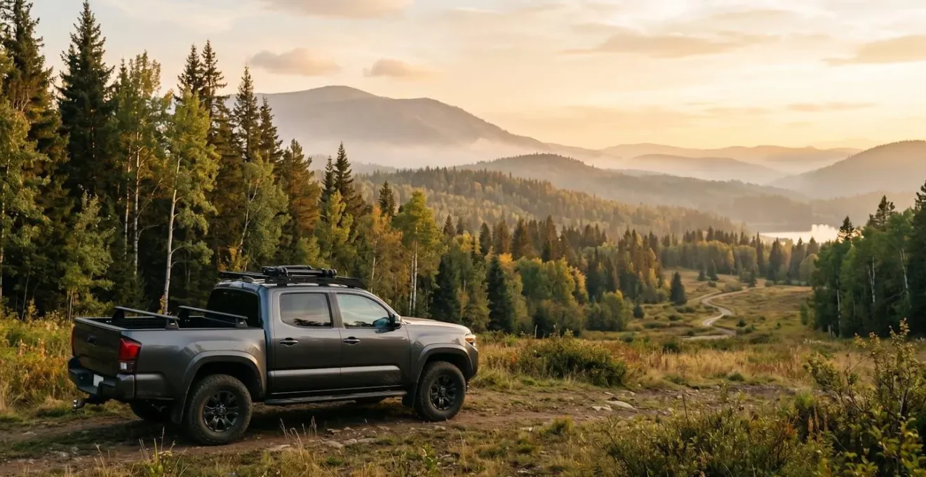 Pickup moderne à double cabine stationné dans un environnement naturel illustrant le dilemme entre usage loisir et utilitaire