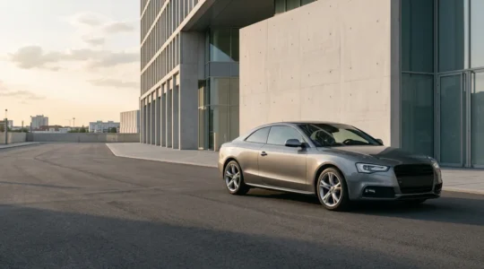 Véhicule moderne stationné dans un environnement urbain avec éclairage naturel illustrant le thème de l'assurance automobile