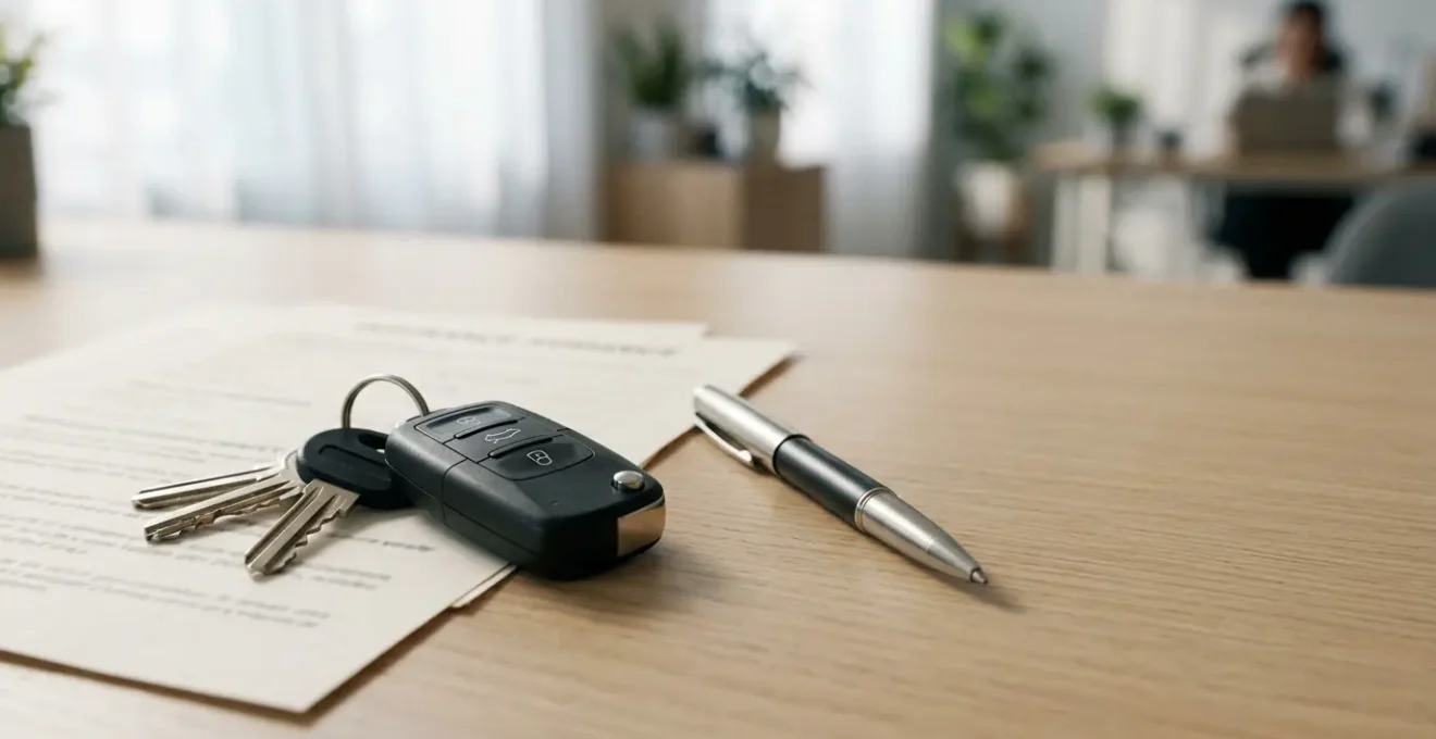 Clés de voiture sur un bureau avec documents d'assistance automobile