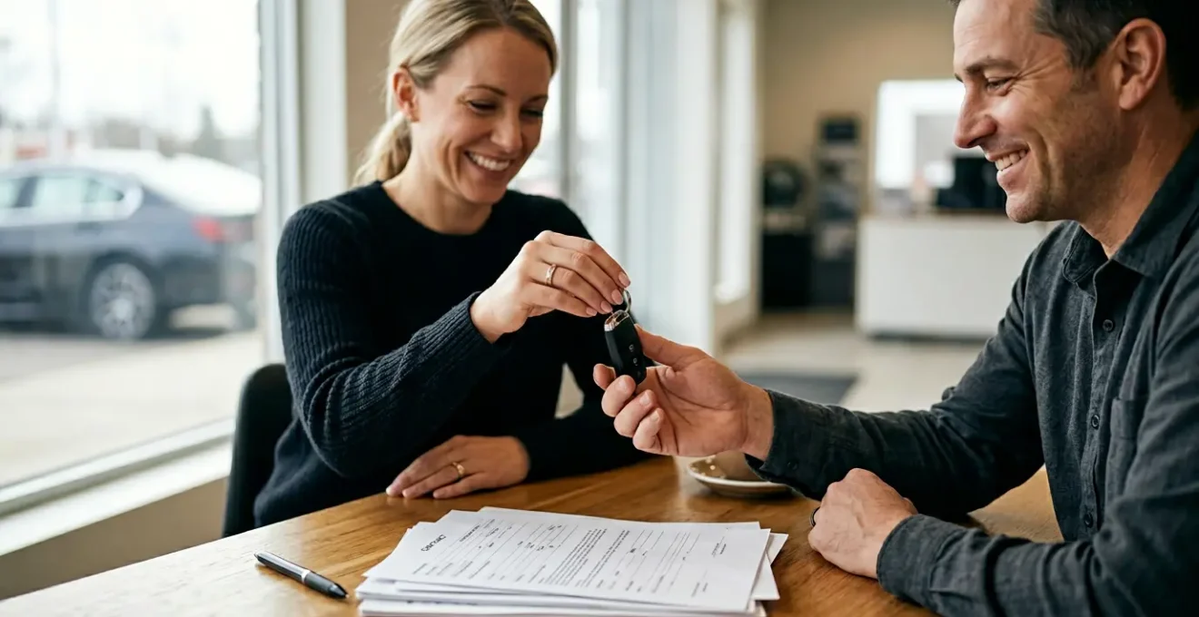 Remise de clés de voiture lors d'une vente entre particuliers avec documents administratifs