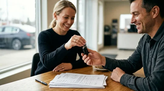 Remise de clés de voiture lors d'une vente entre particuliers avec documents administratifs
