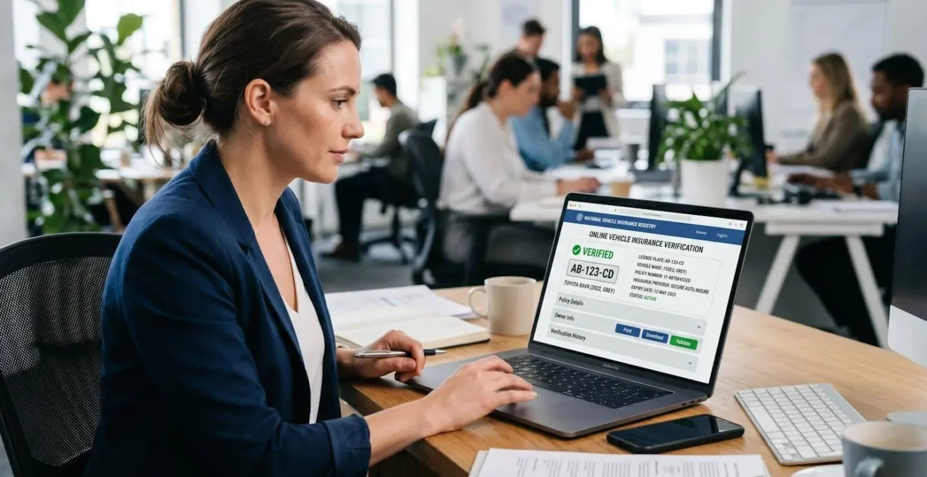 Vérification en ligne du statut d'assurance d'un véhicule via interface numérique