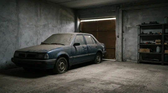 Véhicule immobilisé dans un garage privé illustrant l'obligation d'assurance automobile même hors circulation